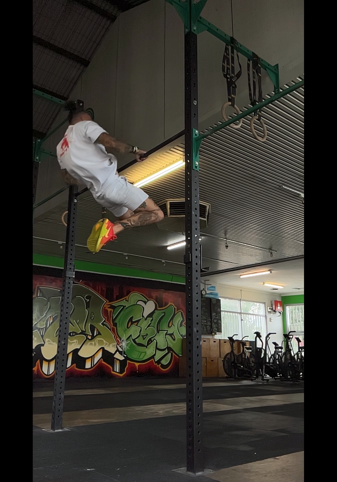 Jotik Serje demonstrating strength and gymnastic skills during training